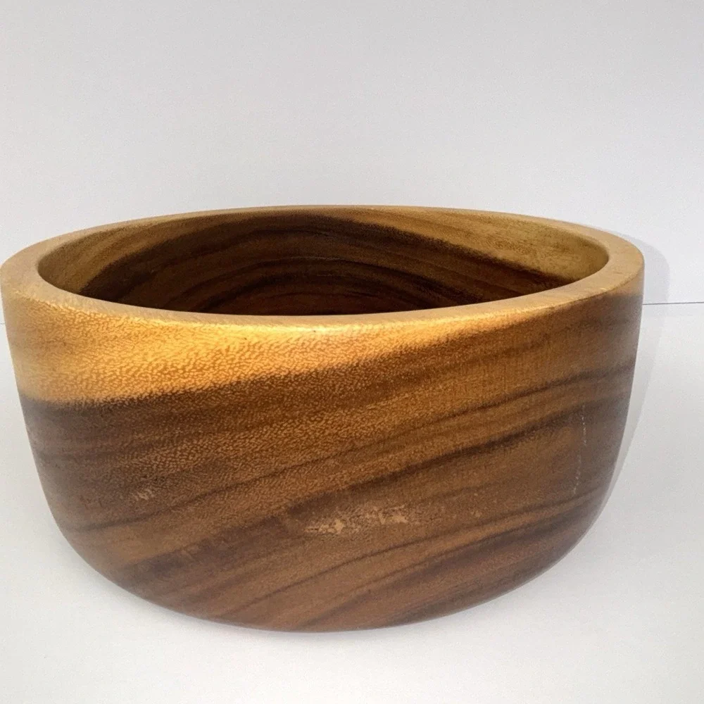Acacia Wood Bowl Hand Turned Rustic Farmhouse Boho Serving Salad Fruit Bowl 10